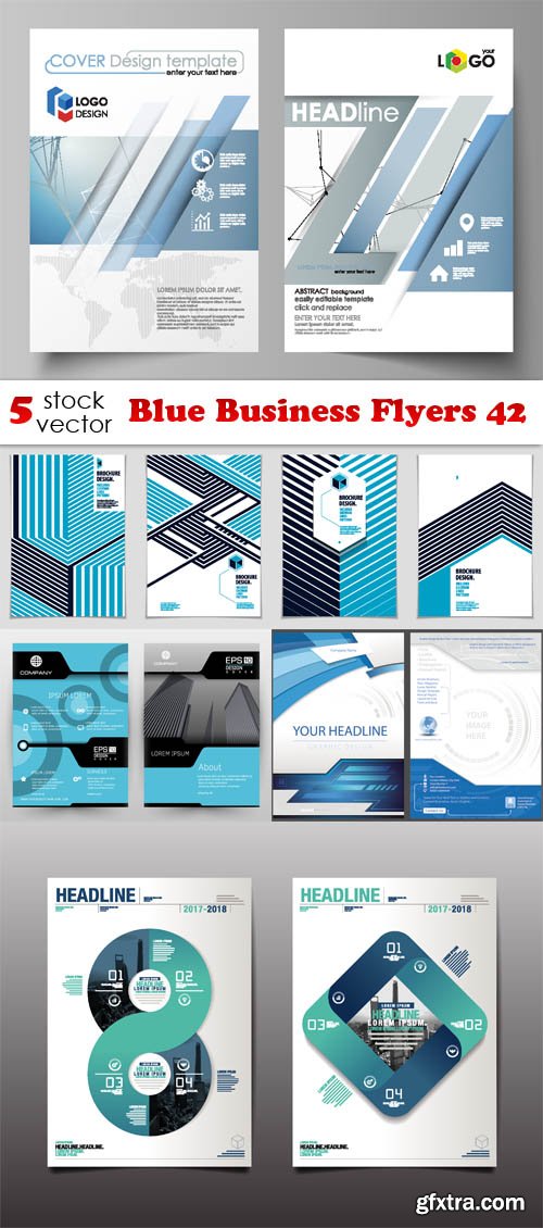 Vectors - Blue Business Flyers 42