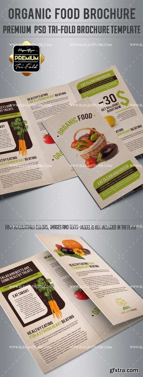 Organic Food V5 2018 Tri-Fold Brochure PSD Template