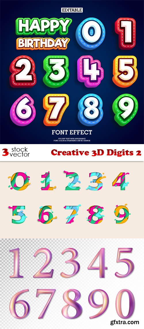 Vectors - Creative 3D Digits 2