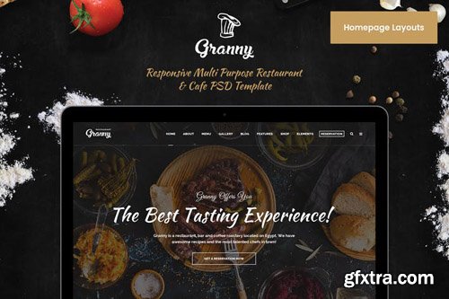 Granny - Elegant Restaurant & Cafe PSD Template
