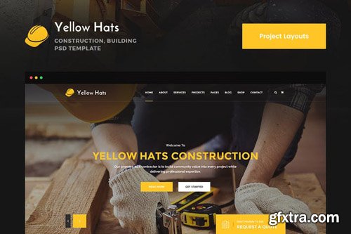 Yellow Hats Projects & Showcase PSD Template