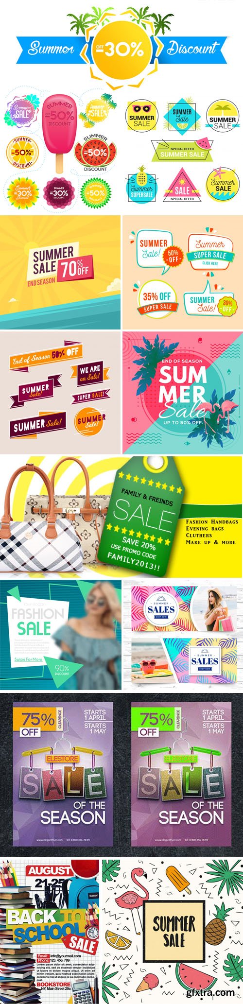 12 Hot Summer Sale/Discount Advertising [Ai/EPS/PSD]