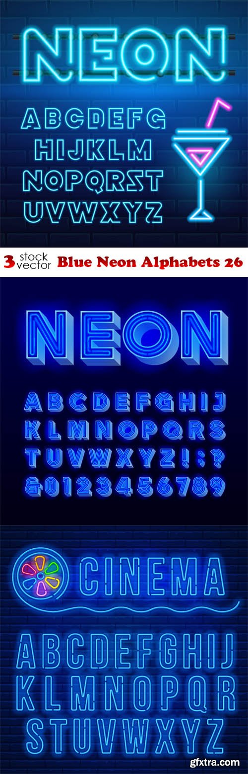 Vectors - Blue Neon Alphabets 26