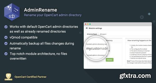 AdminRename v2.0.1 - Rename your OpenCart admin directory - NULLED