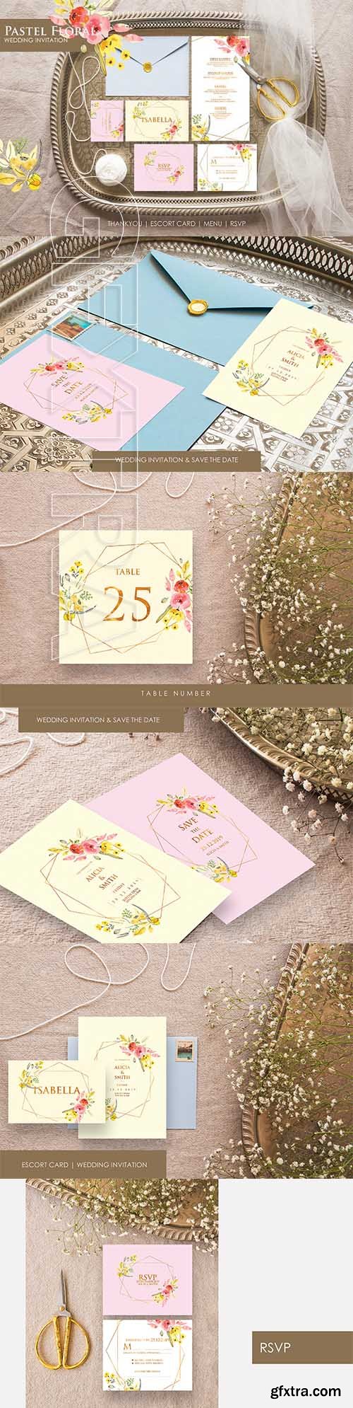 CreativeMarket - Pastel - wedding invitation Ac.18 2736059