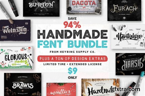 10 Full Font Families and Bonus Design Extras