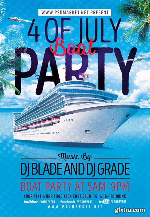 4th of july boat party flyer – PSD Template