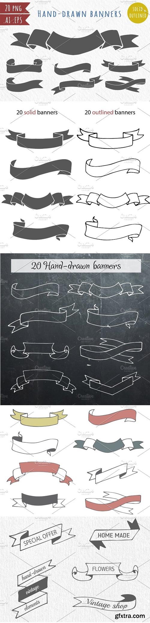 CM - 20 hand-drawn vector banners 515888