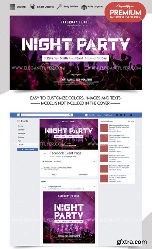 Night Party V15 2018 Facebook Event + Instagram template