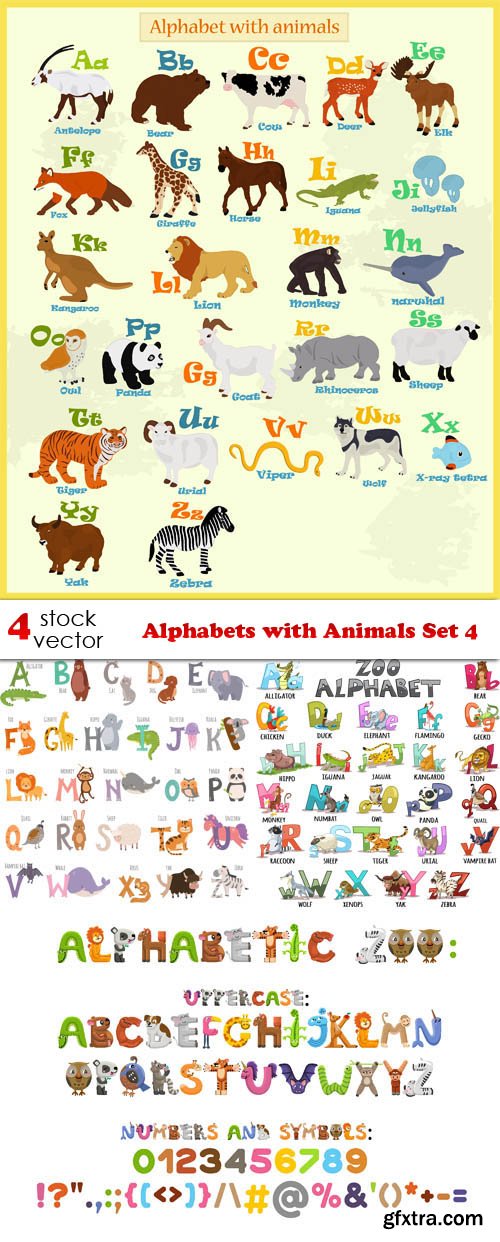 Vectors - Alphabets with Animals Set 4