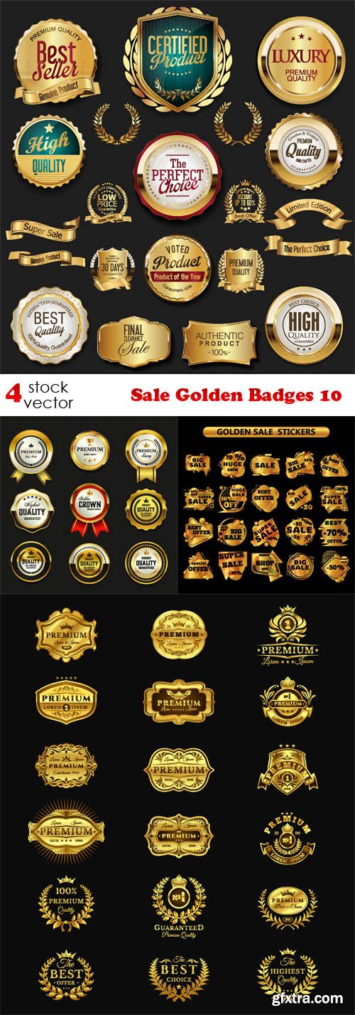 Vectors - Sale Golden Badges 10