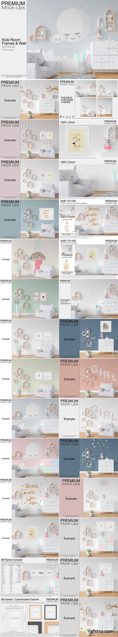 CM - Kids Room - Wall & 90 Custom Frames 2478220