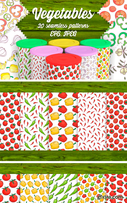 Creativefabrica - 20 Seamless Vegetables Themed Patterns