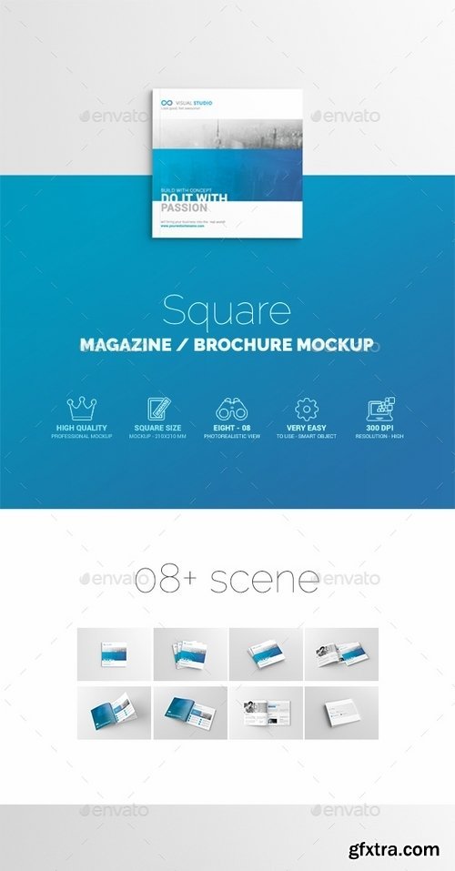 GraphicRiver - Square Magazine Brochure Mockup 13901385