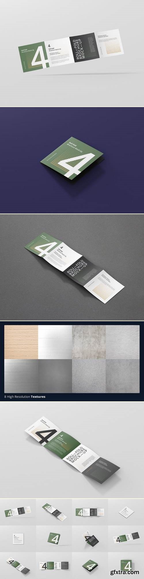 Roll-Fold Brochure Mockup - Square Format