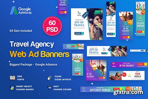 Travel Agency Banner Ads - 45 PSD [03 Sets]