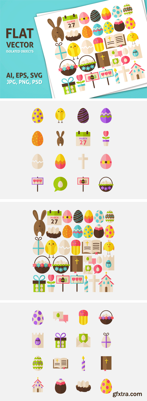 Designbundles - Happy Easter Vector Isolated Objects 69202