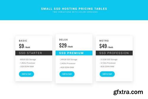 SSD Hosting Small Pricing Tables - PSD