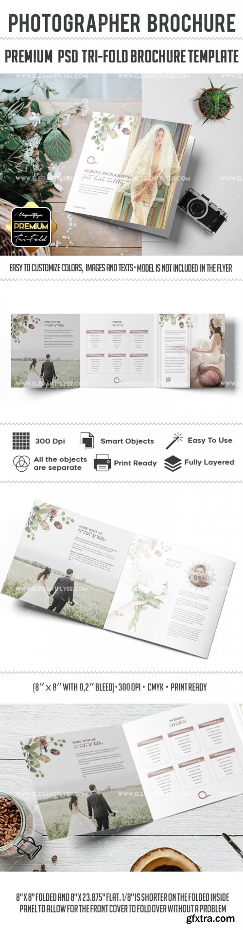 Wedding Photographer v3 2018 Tri-Fold Brochure PSD Template