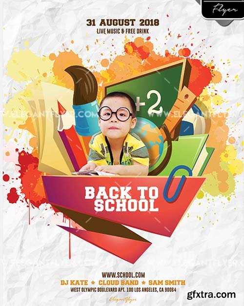 Back to School Party V10 2018 Flyer PSD Template