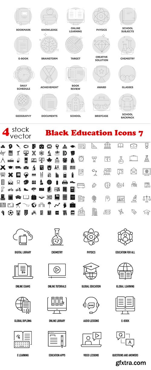 Vectors - Black Education Icons 7