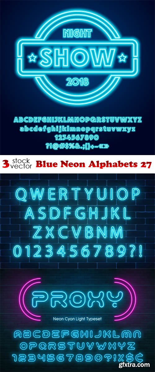 Vectors - Blue Neon Alphabets 27