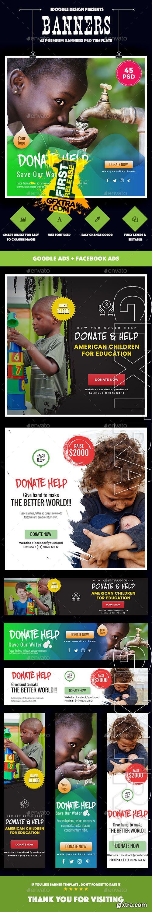 Bundle - Nonprofit - NGO, Charity/Fundraising Banner Ads [45 PSD] 19850769