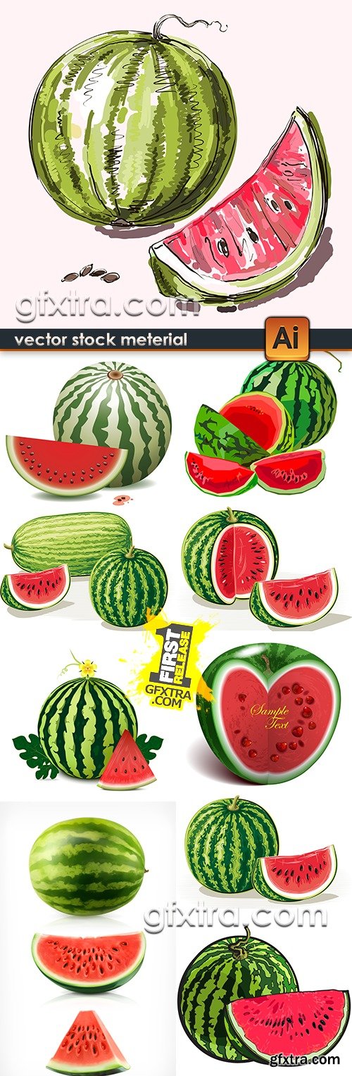 Water-melon natural fresh juicy and ripe illustration