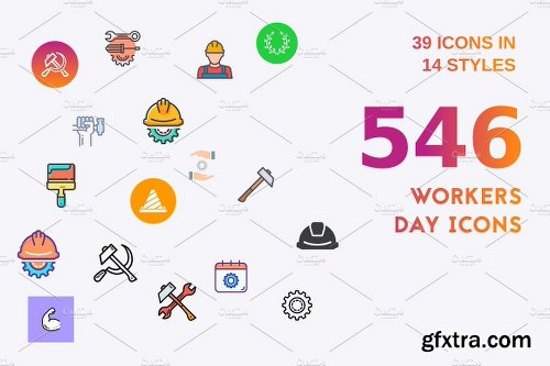 CreativeMarket Workers Day Icon Bundle 2540478