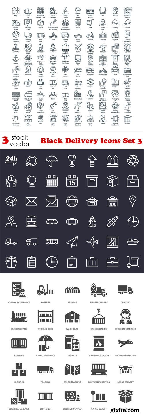 Vectors - Black Delivery Icons Set 3