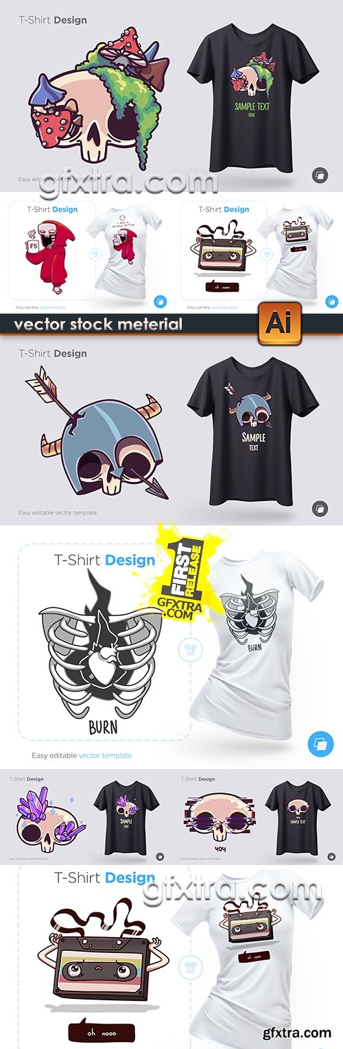 Modern design template t-shirt and cartoon drawing