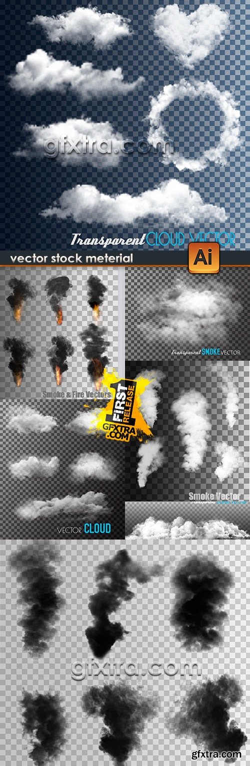 Clouds and smoke transparent background illustration vector