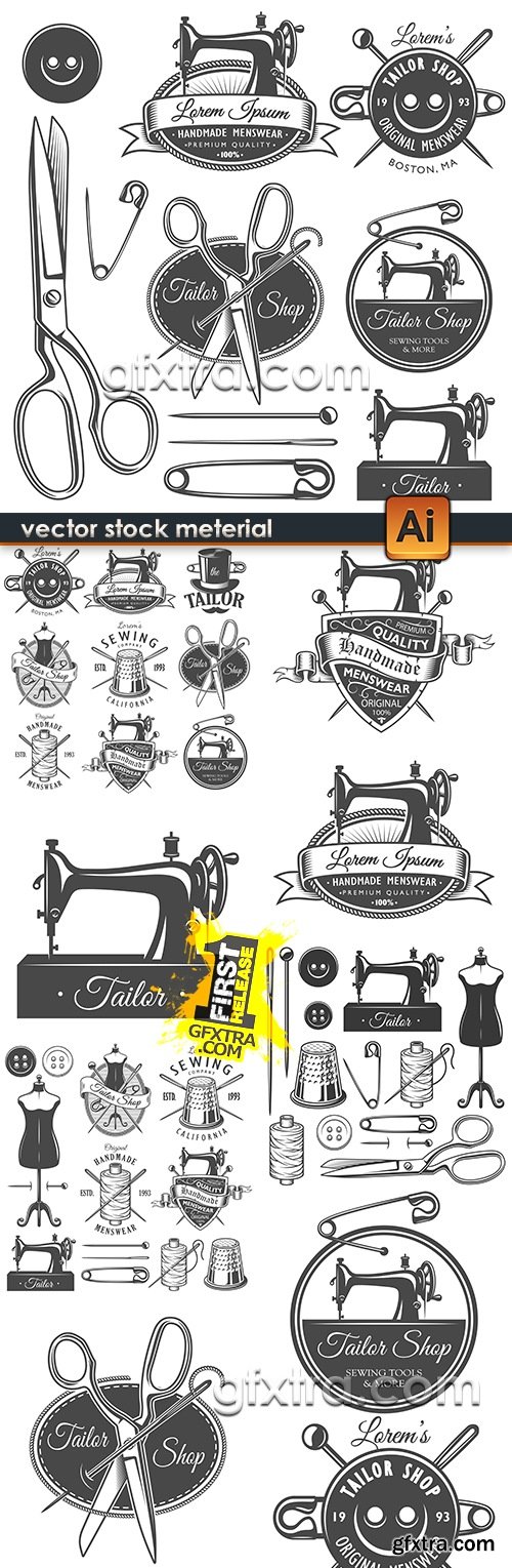 Sewing and tailor\'s accessories design emblem vintage