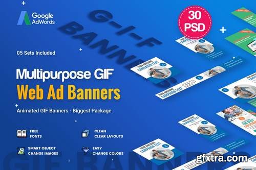 Animated GIF Multipurpose Banner Ad - 30 PSD