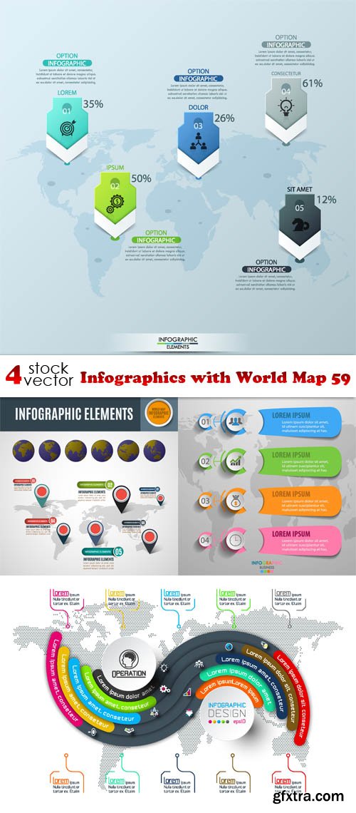 Vectors - Infographics with World Map 59