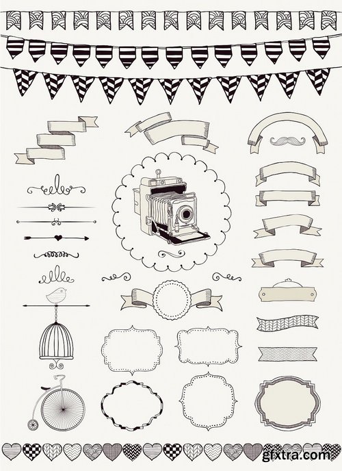 CM - Hand Drawn Ribbons and Frames 67386