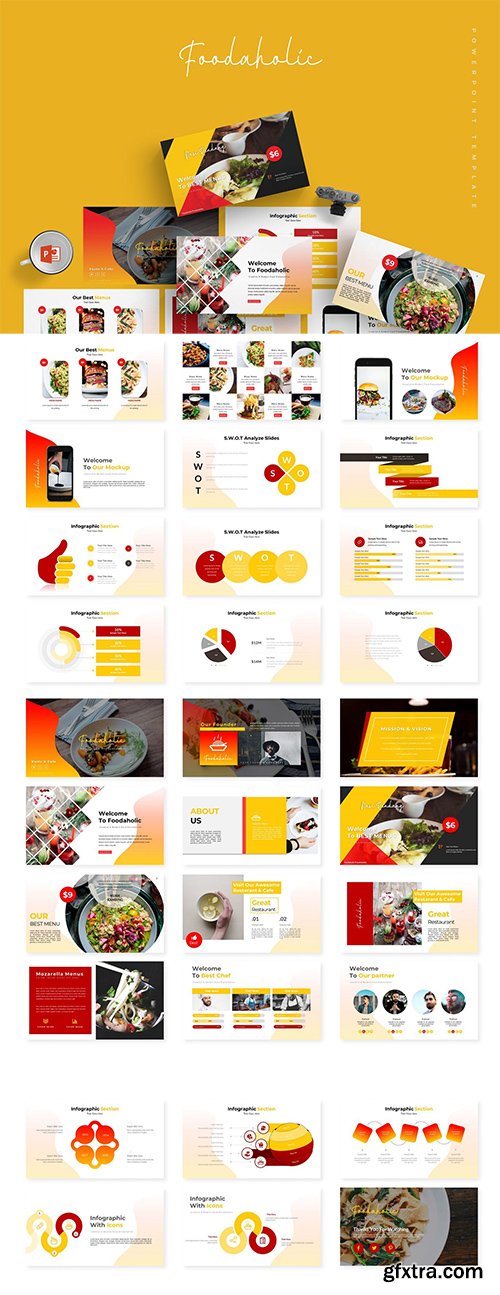 Foodaholic - Powerpoint, Keynote and Google Sliders Template
