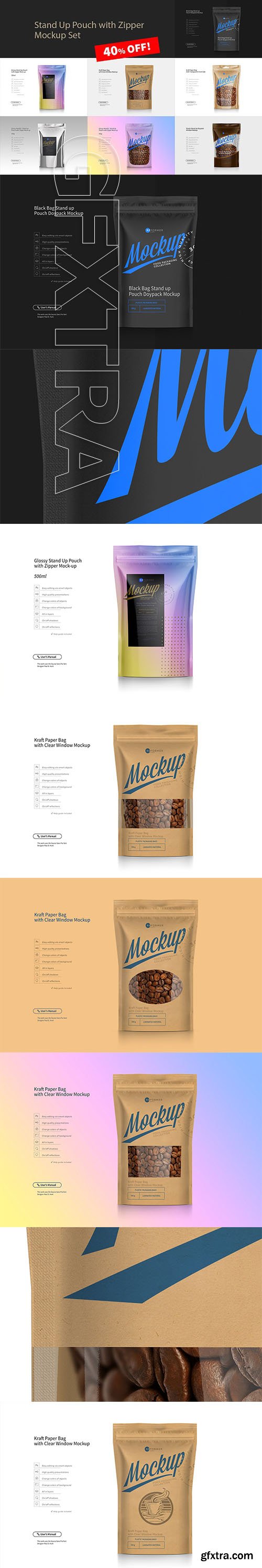 CreativeMarket - Stand Up Pouch Mockup Set 2857913