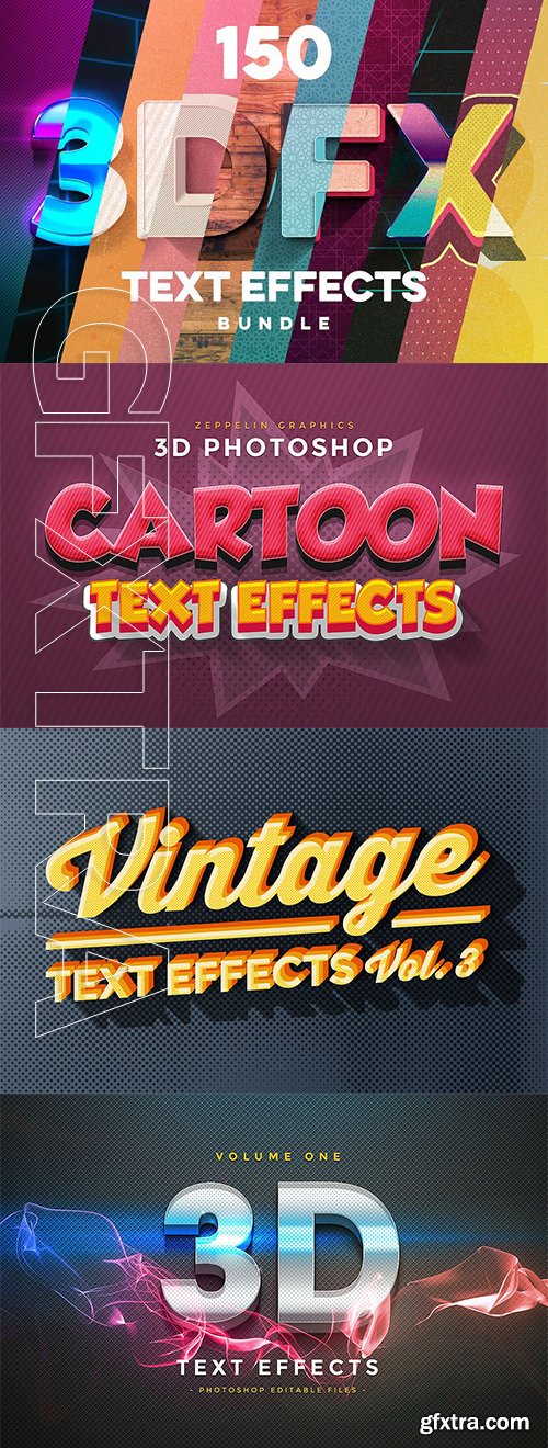 CreativeMarket - 150 3D Text Effects for Photoshop 2834709