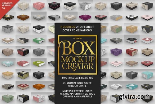 CreativeMarket Square Box Packaging Mockup Creator V1.71 1319398