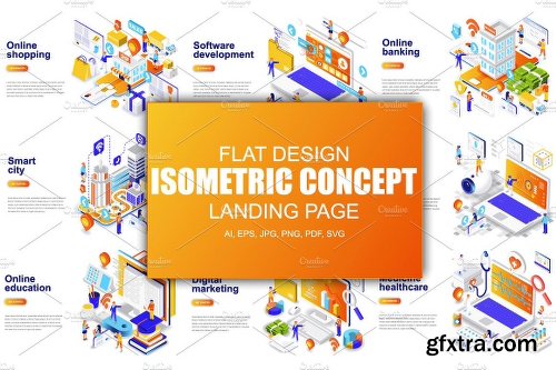 CreativeMarket Isometric Concept Flat Design 2696721