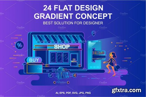 CreativeMarket Gradient Flat Design Concepts 2590688