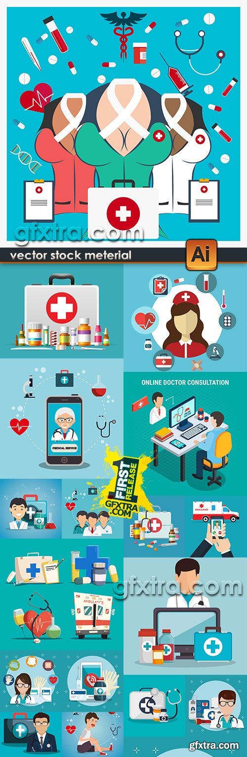 Medicine health and treatment collection illustrations 2