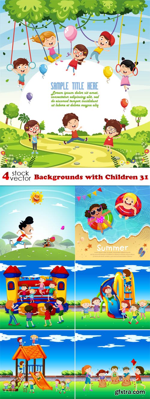 Vectors - Backgrounds with Children 31