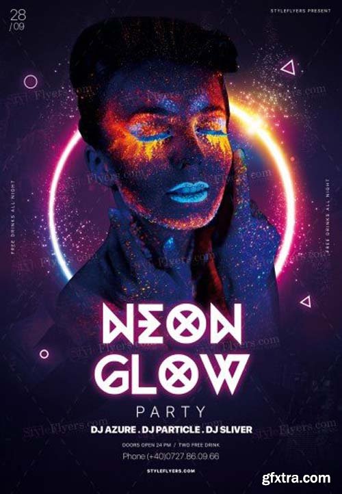 Neon Glow Party V9 2018 PSD Flyer Template