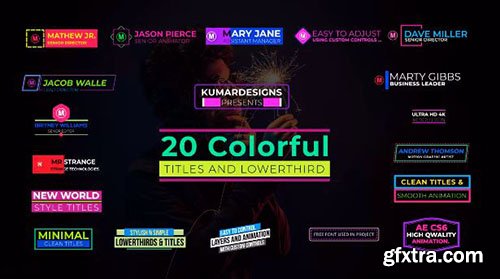 20 Colorful Titles And Lower Thirds - After Effects 102398