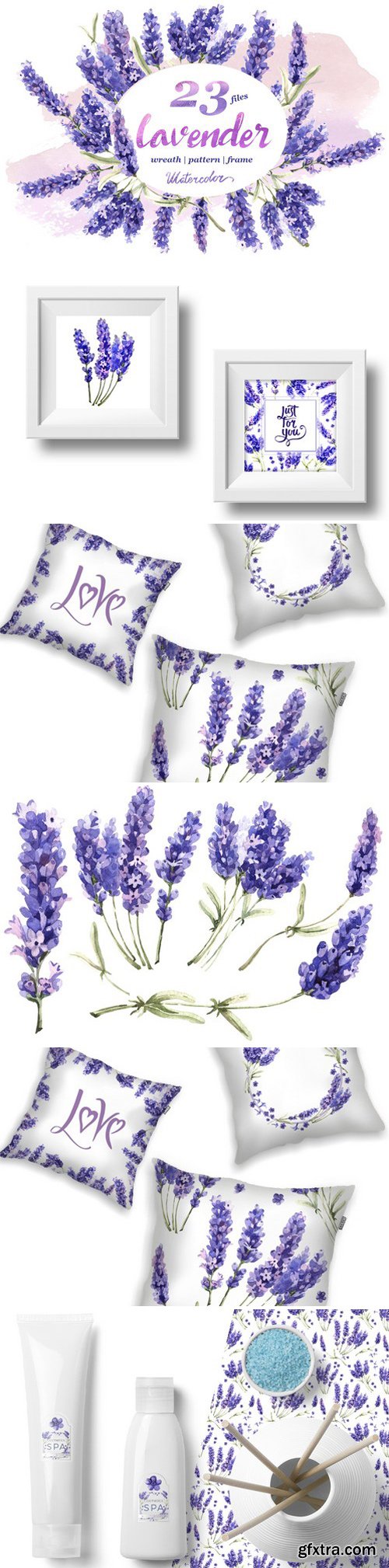 Lavender PNG flowers in watercolor