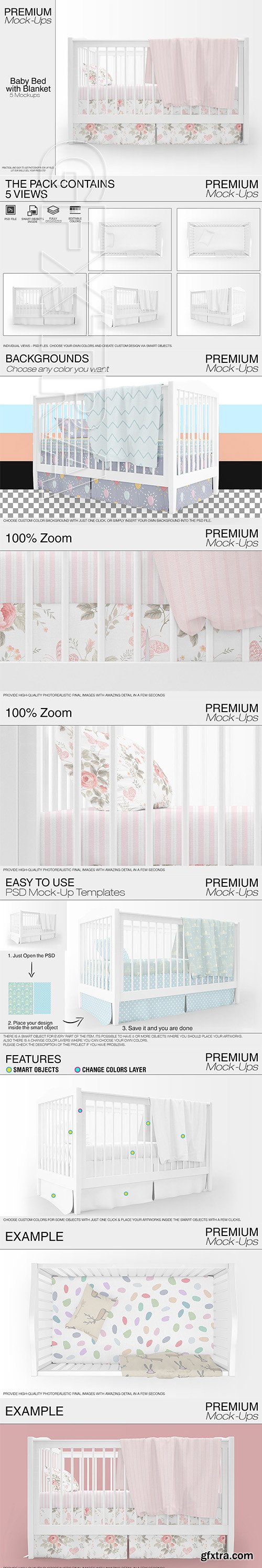 CreativeMarket - Baby Bed with Blanket Set 2880476
