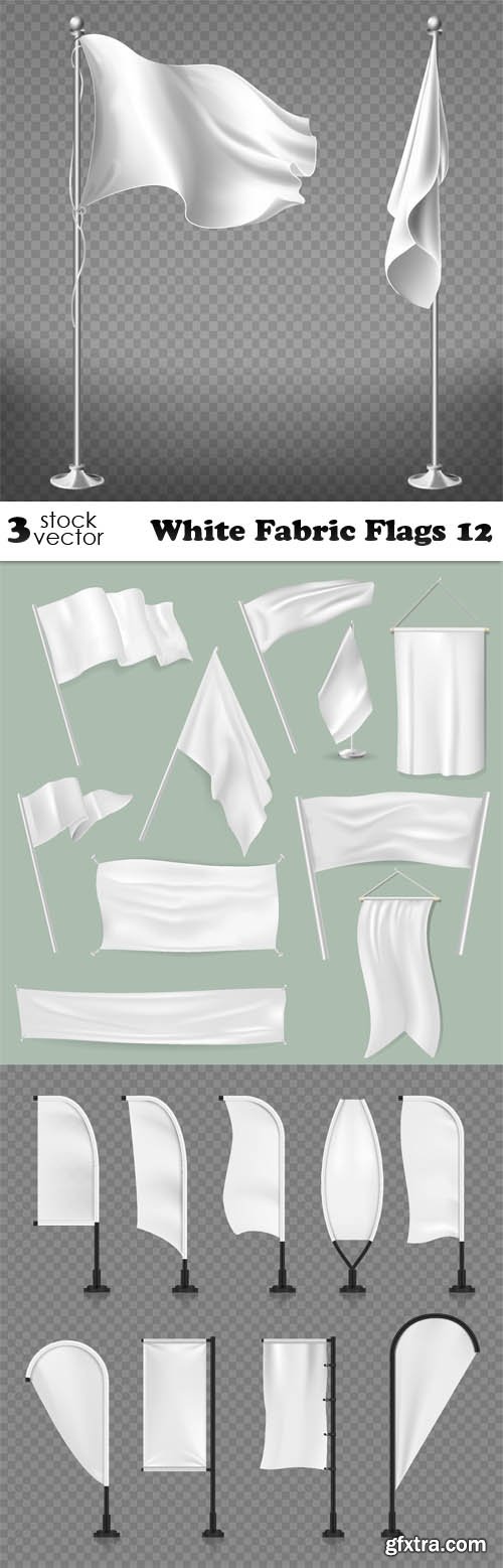 Vectors - White Fabric Flags 12