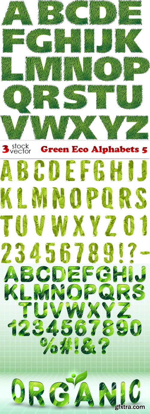 Vectors - Green Eco Alphabets 5